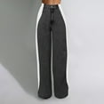 thumbnail image 2 of Wangmeiwg Women’s Jeans With Patchwork Stripes High Waist Loose Denim Color Block Jean Straight Wide Leg Pants Womens Pants Casual with Pockets, 2 of 5