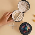 thumbnail image 5 of Naloa Colorful Flower Goat Round Jewelry Box, Travel Jewelry Organizer, 3.9 x 3.9 x 2in Jewelry Storage Box for Women-Black, 5 of 7