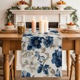 thumbnail image 2 of Table Runners 36 Inches Long Dress Scarves, Navy Blue Beige Floral Farmhouse Kitchen/Dining Table Decor Table Runner, Short Coffee Tablerunners, Vintage Farmhouse Floral Leaves 13x36 Inch, 2 of 9