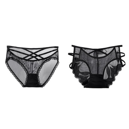 Lojoutye 2 Pack(Grey 1PCS & Dark Gray 1PCS) Women Underwear Briefs Cotton Multipack Womens Underwear Lace Panties High Waisted Plus Size Ladies Brief for Women