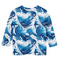 thumbnail image 4 of Unisex Kids Blouses for Girls Dressy Casual Round Neck Loose Fit Floral Pattern Spring Tunic Tops Summer Trendy Shirts 3/4 Sleeve Lightweight Basic Tees, 4 of 5