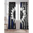 thumbnail image 2 of Sheer Curtains 96 Inches Long 2 Panels Set for Living Room, American Flag Semi Sheer Curtains for Windows, Farmhouse Sunflowers Shabby Chic Country Black Blue Voile Window Treatments Curtain, 2 of 7