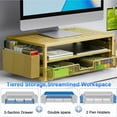 thumbnail image 2 of AllWays Plaza Desk Organizers and Accessories, Monitor Stand with Drawer and 2 Pen Holder, Desktop Organizer Suitable for Offices and Dormitories (Gold), 2 of 16
