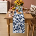 thumbnail image 6 of Ocean Shell Table Runner, Starfish Conch Retro Beach Blue Texture Cotton Linen Kitchen Table Decoration Washable Dining Tabletop Runners for Home Party Decor 13x72 Inches, 6 of 9