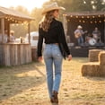 thumbnail image 4 of Womens Fringe Western Cowgirl Shirts Vintage Long Sleeve Button Down Tops Slim Country Concert Jacket,XL, 4 of 7