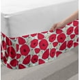 thumbnail image 2 of Floral Bed Skirt, Repeating Rich Tones Poppy Flower and Buds Romantic Garden Pattern, Elastic Bedskirt Dust Ruffle Wrap Around for Bedding Decor, 4 Sizes, Dark Coral and Baby Blue, by Ambesonne, 2 of 2