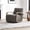 Fossil Gray & Gray Wood, variant on CHITA Swivel Accent Chair with U-shaped Wood Arm for Living Room Beedroom, Cognac Brown Faux Leather&Walnut