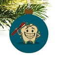 thumbnail image 4 of Happy Tooth Toothbrush Dentist Wood Christmas Tree Holiday Ornament, 4 of 6