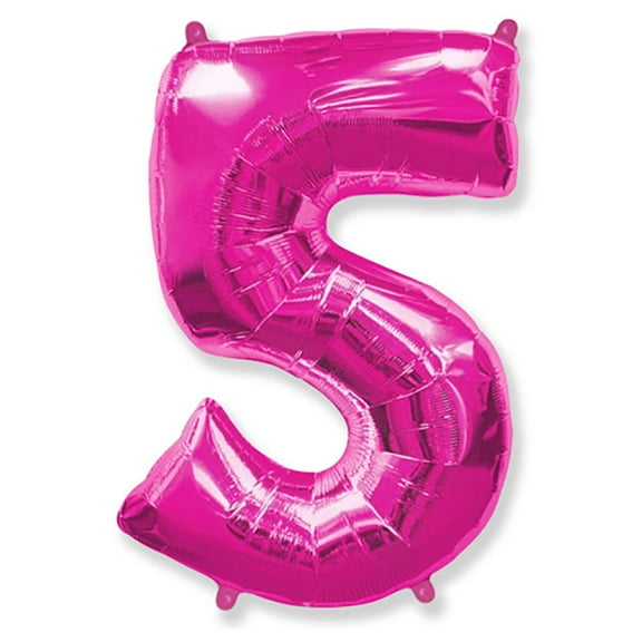 42 inch Number 5 - Fuchsia Foil Mylar Balloon - Party Supplies Decorations