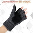 thumbnail image 4 of Guantes de lana con aislamiento térmico sin dedos para mensajes de texto para mujeres y hombres, guantes convertibles de punto cálidos de invierno con solapa, 4 of 6