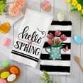 thumbnail image 4 of Easter Kitchen Towel Hello Spring Dish Towels 18 x 26 Inch White Black Stripes Easter Gnome Floral Hand Drying Tea Towel for Cooking Baking Cleaning Wipes, Set of 4, 4 of 6