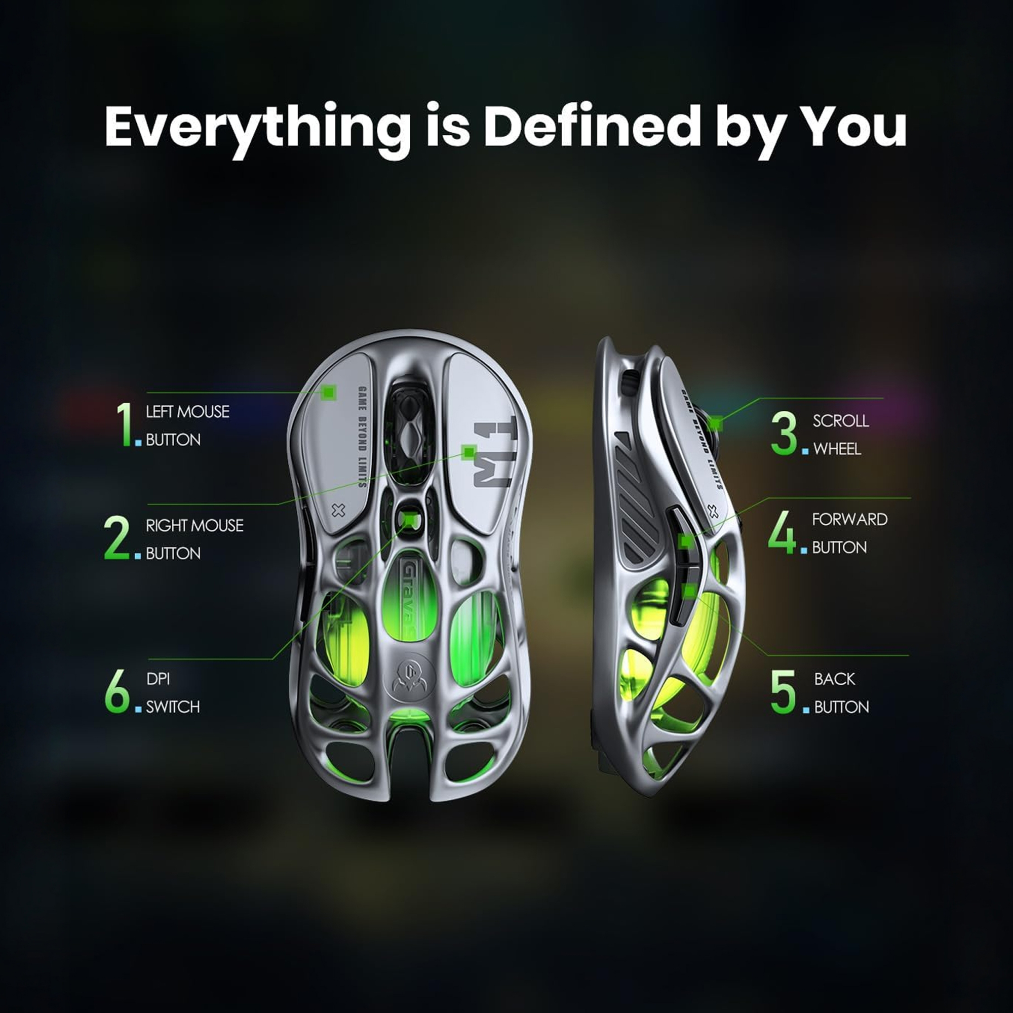 GravaStar Mercury M1 Pro Wireless Gaming Mouse – 26,000 DPI PAW3395DM Sensor • Magnesium Alloy • Tri-Mode Wired/2.4GHz/Bluetooth • 4K Polling Rate-Gunmetal Gray