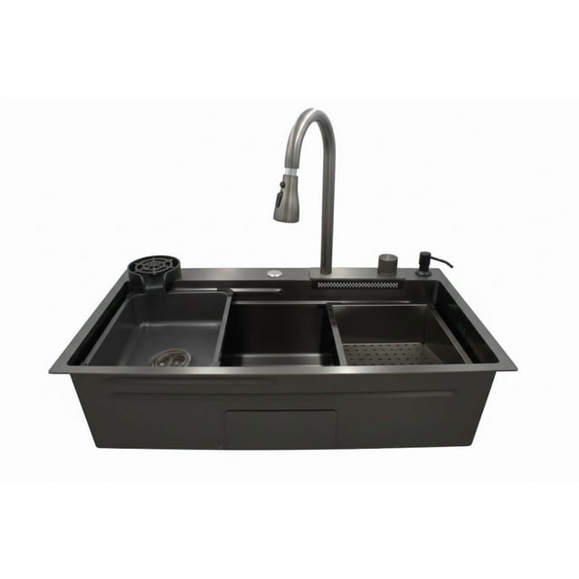 Kit Completo Fregadero Moderna Acero Inox 80x46x21 Negro