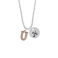 thumbnail image 2 of Delight Jewelry Rose Goldtone Crystal Initial - U - Silvertone Script Initial Disc - H - Charm Necklace, 20"+3", 2 of 4