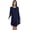 Navy, variant on WiWi Nightgowns for Women Sleep Dress Soft Long Sleeve Curved Hem Nightgown with Pockets-Viscose from Bamboo S-XXL, Santa Claus on Black, XX-Large