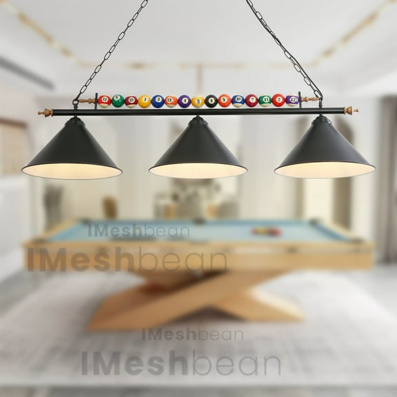 47" Hanging Pool Table Lights Fixture Billiard Pendant Lamp w/ 3 Metal Shades US