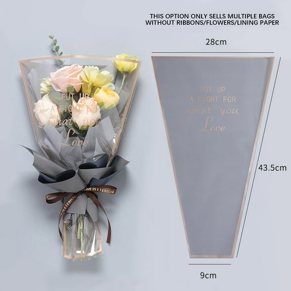Steadline 50PCS Flower Sleeve Bags Romantic Valentine's Day Gift Wrapping with Transparent Design Unique Bouquet Packaging for Couples Anniversary Present