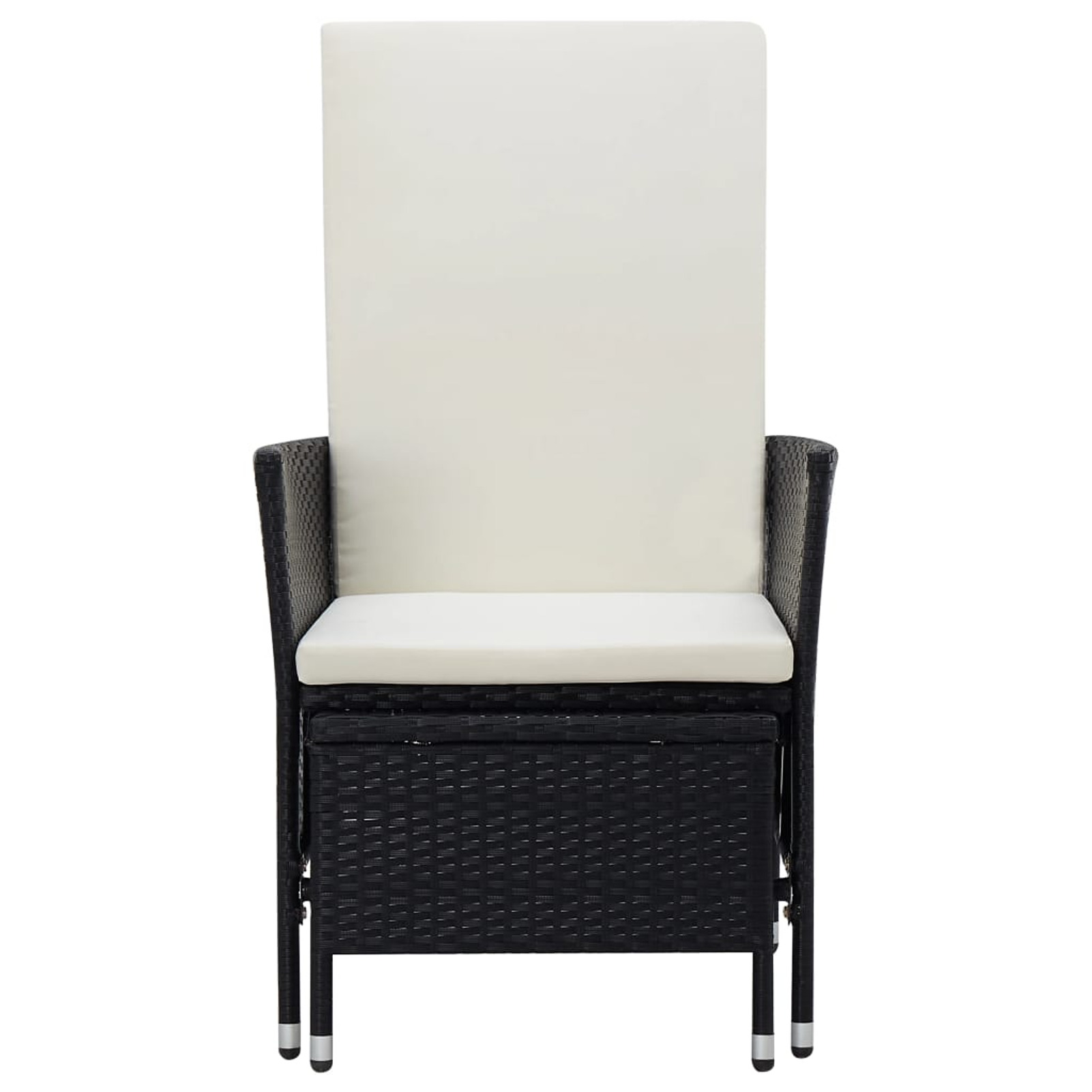 Dcenta Garden Reclining Chair Black Poly Rattan Armchair with Padded Cushions and Built-in Footrest Steel Frame for Patio, Poolside, Backyard, Balcony  Furniture - image 3 of 7
