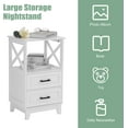 thumbnail image 6 of RoyalCraft Nightstand with 2 Storage Drawers,Tall End Table with Wooden x-Design for Bedroom, White, 6 of 8