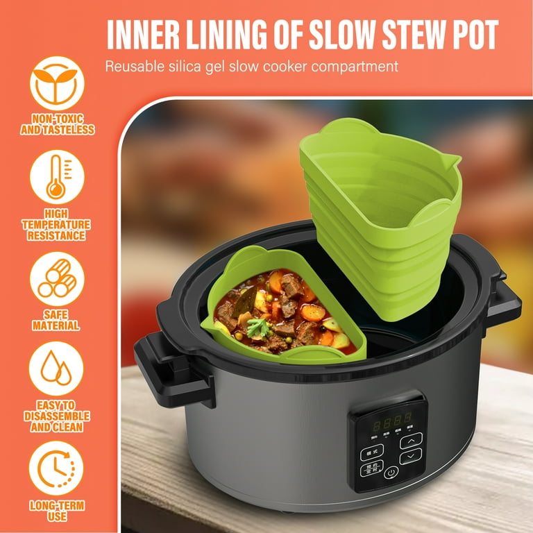 Slow Cooker Divider Liner Fit 6 QT Crock Pot, Silicone Slow Cooker Liners,  Reusa
