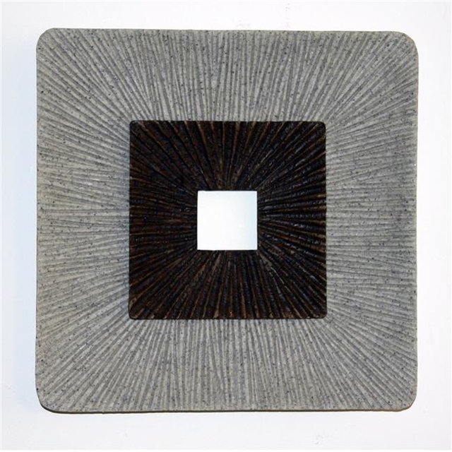 Benzara BM205834 Square Shaped Wall Decor with Ribbed Details, Brown & Gray - Medium