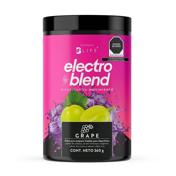 Electrolitos En Polvo Sin Azúcar Añadida | 60 Servicios | Más De 80 Minerales | 360 Gramos | Sabor Uva | Electroblend | B Life.