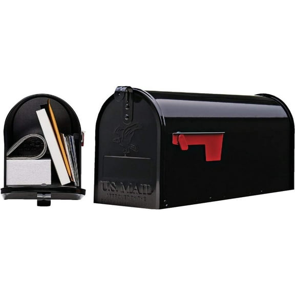 Solar Post Mounted Mailbox - Rust Resistant, Smooth Finish - Black