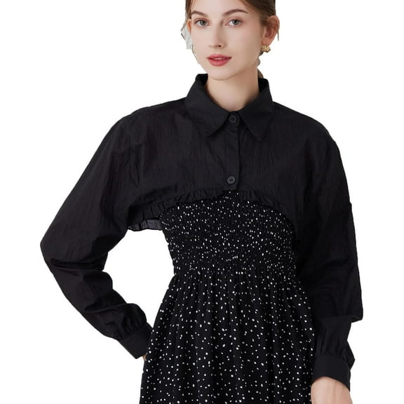 CAILDANL Long Sleeve Dickey Collar Blouse Detachable Peter Pan Collar Fake Collar False Collar Half Blouse for Women