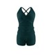 thumbnail image 5 of Conjunto de Bikini de Cintura Alta para las Mujeres de Corte Alto Correa sin Espalda Color Bloque Fuera Del Hombro Traje de Baño, 5 of 7