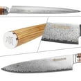 thumbnail image 3 of YOUSUNLONG Chef's Knife 8 inch - Gyuto Kitchen Knives Damascus Steel Italian Olivewood with Leather Sheath, 3 of 7