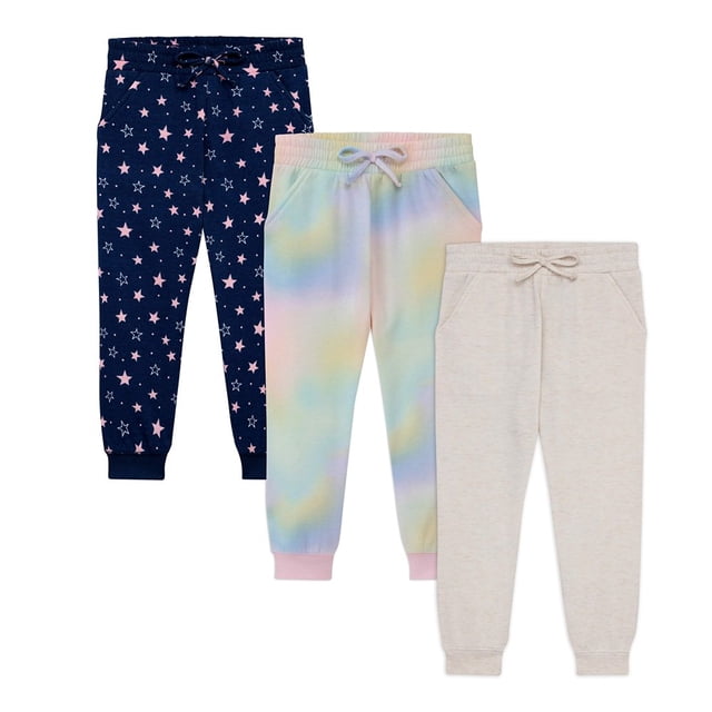 CHUANK Ensemble de Pantalons de Jogging Ultra Doux à Taille Extensible pour Fille - Lot de 3