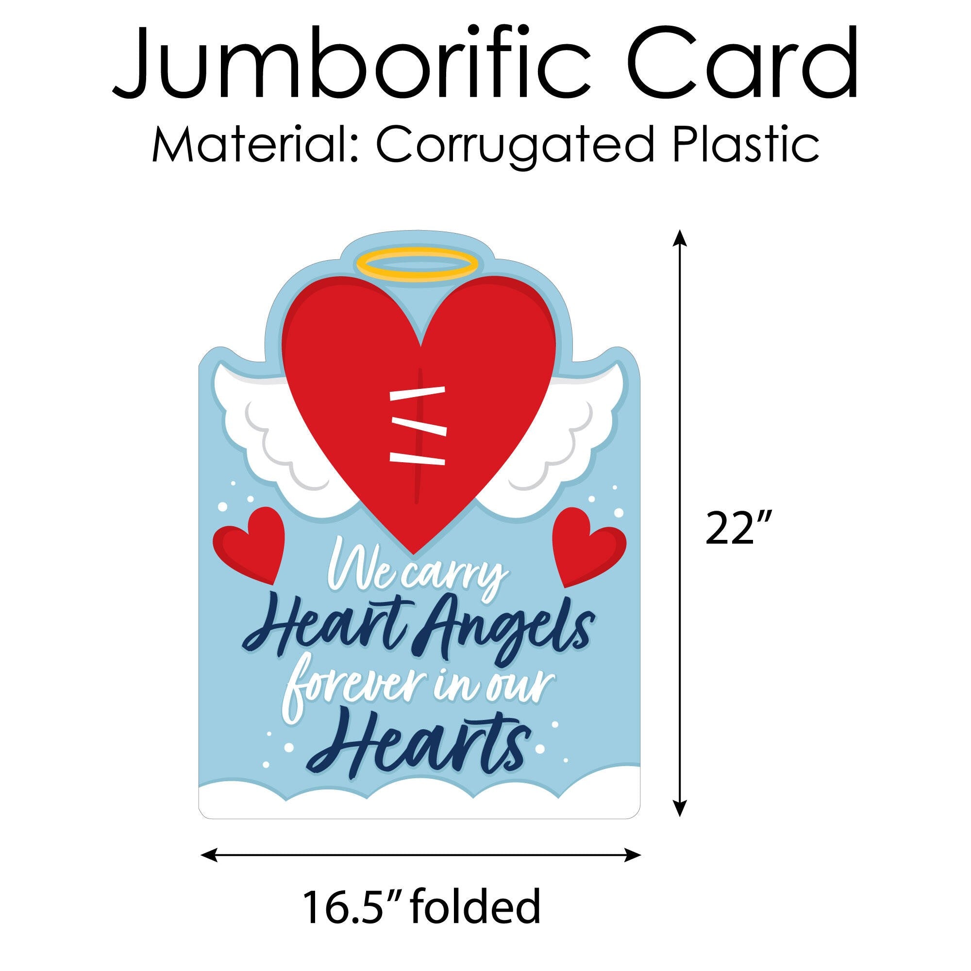 Big Dot of Happiness Heart Angel - Sympathy Giant Greeting Card - Big Shaped Jumborific Card