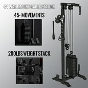 Mikolo Cable Crossover Machine Home Gym, Wall Mount Cable Station with 200LBS Weight Stack,Lat Pull Down Machine with 27 Positions Dual Pulley System