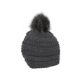 thumbnail image 3 of Gravity Threads Knit Pom Pom Beanie Hat - Dark Melange Grey, 3 of 3