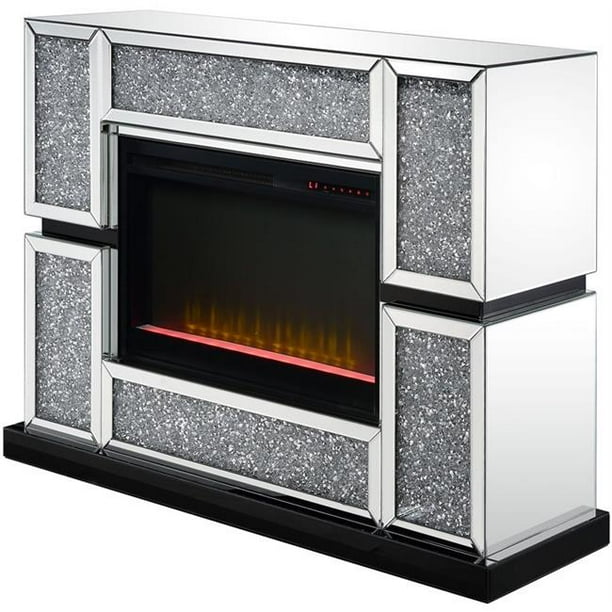 Noralie - Fireplace - Mirrored & Faux Diamonds