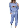 thumbnail image 2 of Tejiojio Christmas Womens Workout Sets Print Long Sleeve Sport Pullover Leisure Crop Tops + Pants Set, 2 of 5