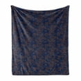 thumbnail image 1 of Nautical Soft Flannel Fleece Throw Blanket, Flourish Pattern of Swirling Ornaments with Fish Shell and Flowers, Cozy Plush for Indoor and Outdoor Use, 50" x 70", Pale Cinnamon Indigo, by Ambesonne, 1 of 5