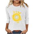 thumbnail image 2 of Sweatshirt for Women 3/4 Sleeve Tops Ribbed Knit Slim Fitted Tight Shirts Crewneck Basic Tee Tshirt 2025 Fall Casual Outfits Thanksgiving Heart-patterned Lightweight Tops Blouse as Women's Gift, 2 of 6