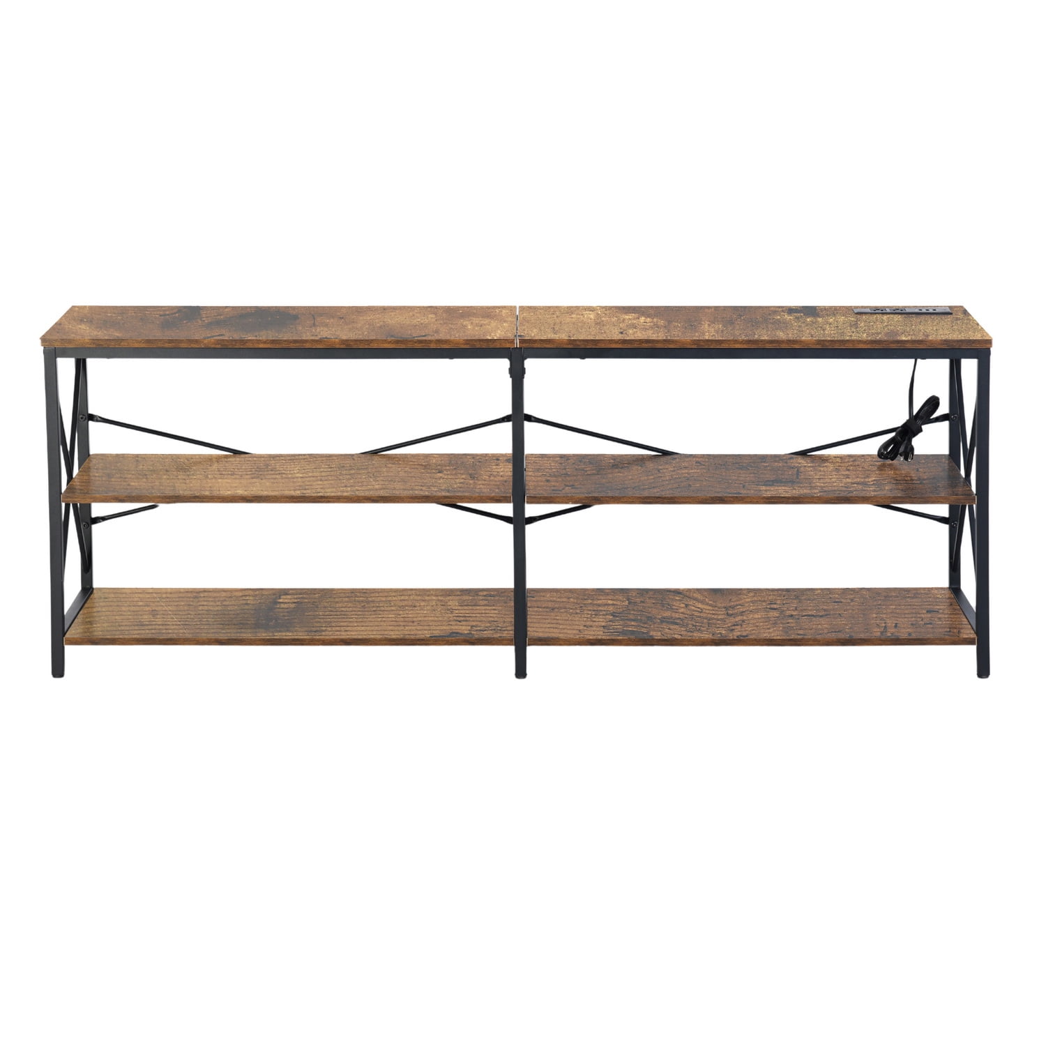 TV Stand for TVs up to 70 Inch, Industrial Entertainment Center with RGB LED Light, 3-Tier Storage Media Console, 150lbs Capacity for Living Room Bedroom