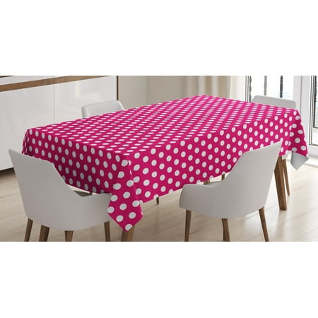 

Ambesonne Pink Polka Dots Tablecloth Rectangular Table Cover Vivid Girly Themed 60 x90 Magenta White