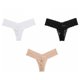 thumbnail image 2 of Juego de 3 bragas de encaje para mujer, patrón de tejido de punto, ropa interior, calzoncillos de cintura baja para mujer, color piel blanco y negro M, 2 of 15