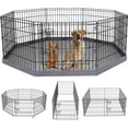thumbnail image 5 of Foldable Metal Dog Exercise Pen/Pet Puppy Playpen Kennels Yard Fence Indoor/Outdoor 8 Panel 24" W x 24" H with Bottom Pad (with Bottom pad, 8 Panels 24" H), 5 of 6