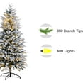 thumbnail image 4 of 7ft Snow Flocked Pencil Christmas Tree with Lights,Pre-Lit Artificial Xmas Tree for Home,Office,Party,Holiday Decoration w/ 400 Warm White Lights,980 Branch Tips,Metal Hinges & Foldable Base, 4 of 10