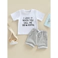 thumbnail image 2 of Bagilaanoe 2pcs Toddler Baby Boy Short Pants Set Short Sleeve Letter Print T Shirt Tops + Shorts 6M 12M 18M 24M 3T Kids Casual Summer Outfits, 2 of 8