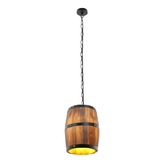 Wood Wine Barrel Hanging Light Ceiling Lamp Pendant For Restaurant Bar Cafe