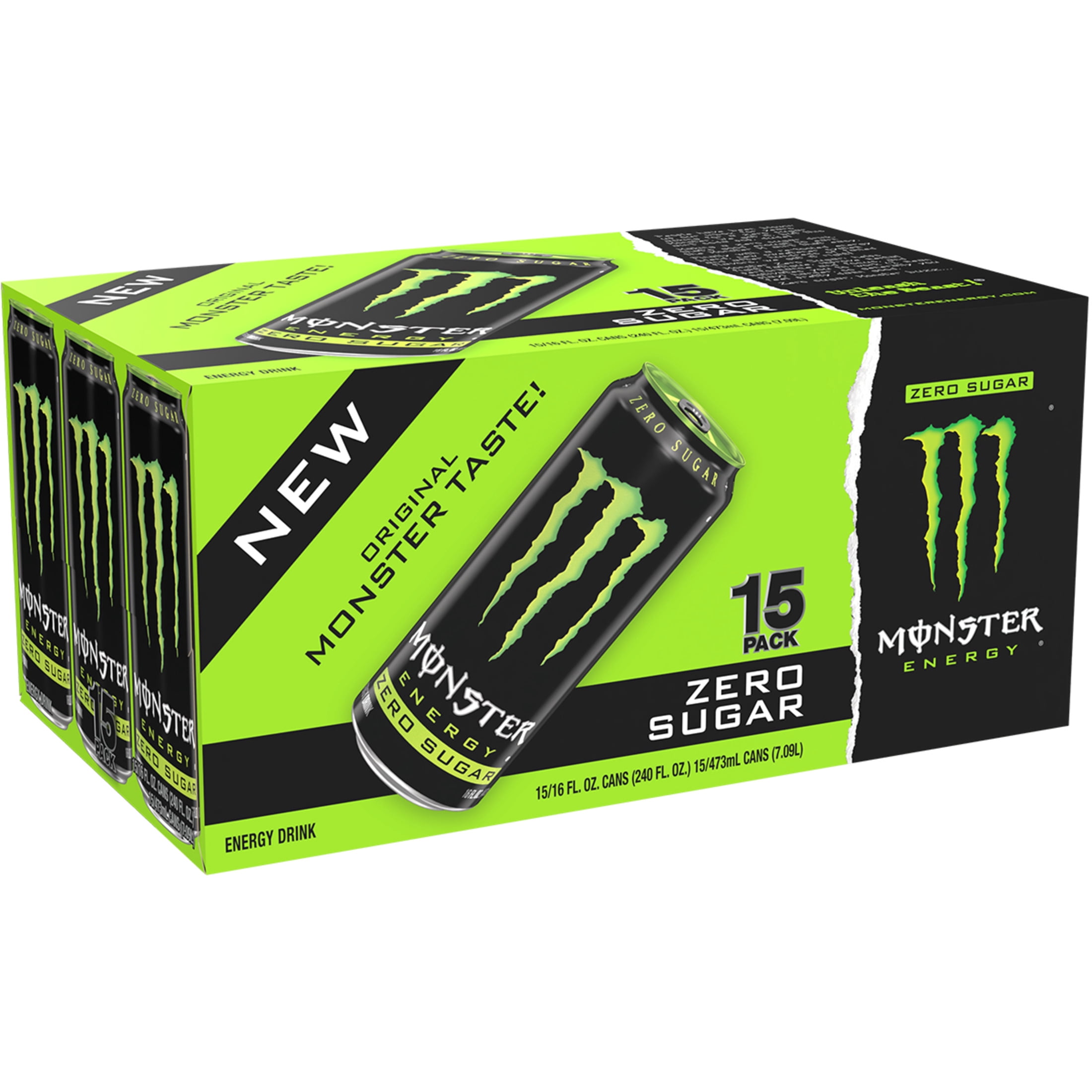 Monster Energy Energy Drink, Zero Sugar, 15-Pack, 16 Oz Cans