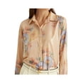thumbnail image 3 of MSRP $135 Lauren Ralph Lauren Crepe Shirt Metallic Blush Natural Size XS, 3 of 5