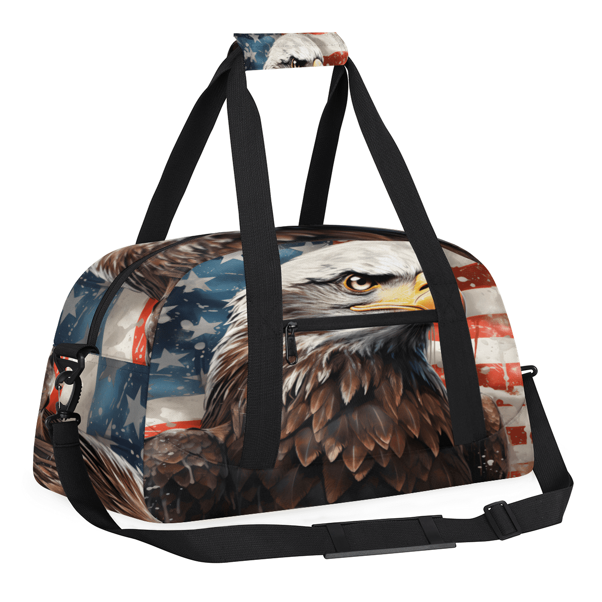 Herdesigns Patriotic Eagles Sports Duffle Bag for Women & Men, American Flag Gym Bag Dance Bag Overnight Bag Carry On Weekender Travel Bag