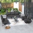 thumbnail image 3 of ALAULM Aluminum Patio Furniture Set with 2 Swivel Chairs 7-seat Metal Outdoor Furniture Patio Sectional Sofas Patio Conversation Set w/5.1" Cushions for Patio, Backyard, Poolside-Black, 3 of 8