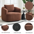 thumbnail image 5 of Swivel Accent Chair,360° Round Upholstered Armchair with One Soft Pillow,Teddy Fleece High-Resilience Sponge Single Sofa for Living Room, Bedroom, Apartment,No Assembly,Brown, 5 of 12